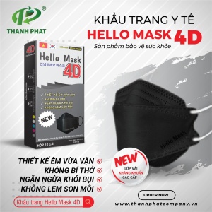 Khẩu Trang Cao Cấp 4D Hello Mask ( Màu Đen - 10 Cái/Hộp  )